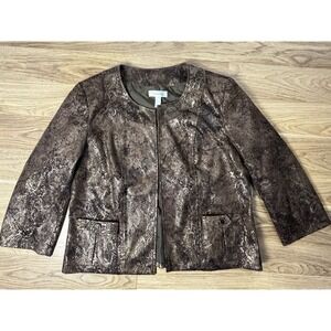 Dressbarn evening Jacket‎ Size Large Brown Faux Snake Skin Business Attire